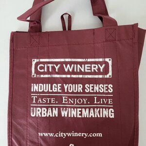 6 Wine bottle Fabric Reusable Eco Friendly Bag City Winery Burgundy